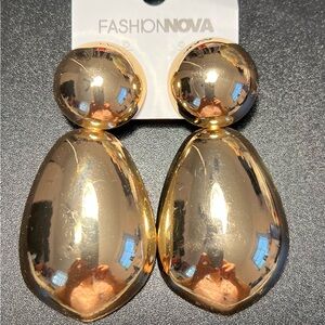 Fashion Nova Gold Tone Chunky Dangle Lightweight Post Statement Earrings NWT